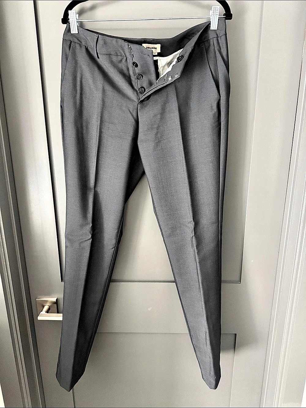 Zadig & Voltaire Prune Wool Trousers Gray Size 4